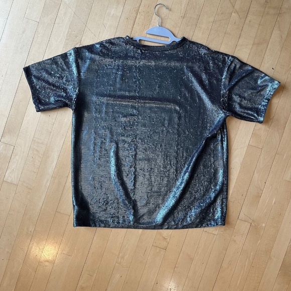 Anthropologie Pewter Sequin Tee,  S  ,   GP1507 - Picture 4 of 4